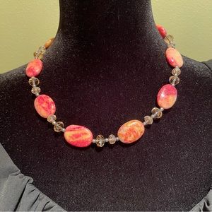 Y2k rhodonite stone necklace